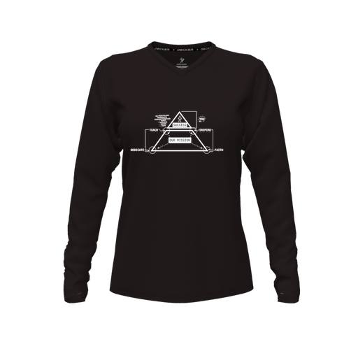 [FTLVPTBK-FYXS-LOGO2] Decker Performance T-Shirt (Female Youth XS, Black, V Neck, Logo 2, Long Sleeve)
