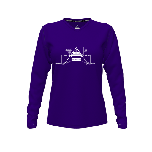 [FTLVPTPP-FYXS-LOGO2] Decker Performance T-Shirt (Female Youth XS, Purple, V Neck, Logo 2, Long Sleeve)