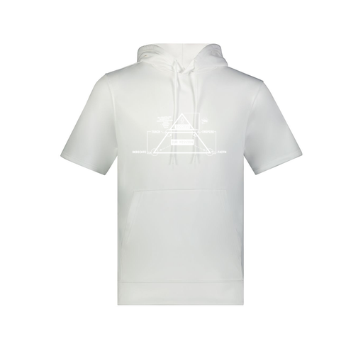 [6871.005.S-LOGO2] Men's Dri Fit Short Sleeve Hoodie (Adult S, White, Logo 2)