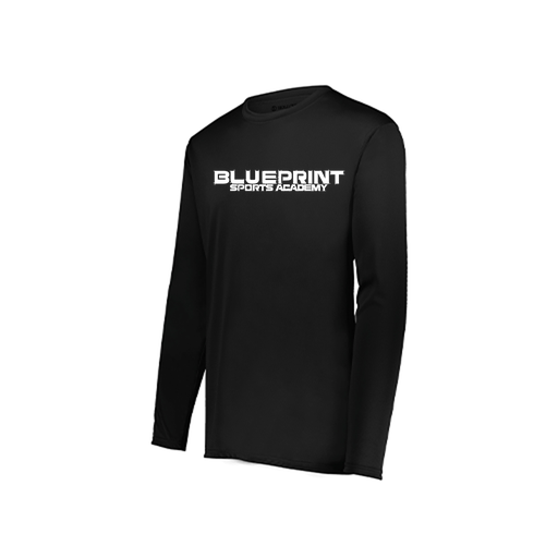 [222823.080.S-LOGO1] Youth LS Smooth Sport Shirt (Youth S, Black, Logo 1)
