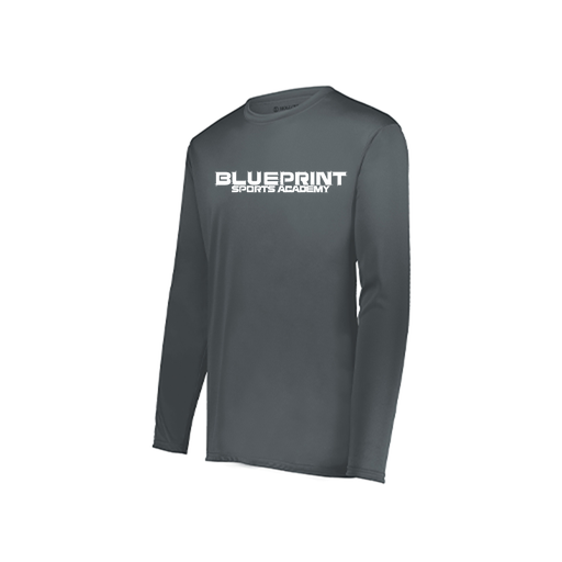 [222823.059.S-LOGO1] Youth LS Smooth Sport Shirt (Youth S, Gray, Logo 1)